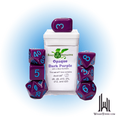 SET OF 7 DICE: OPAQUE DARK PURPLE/LIGHT BLUE